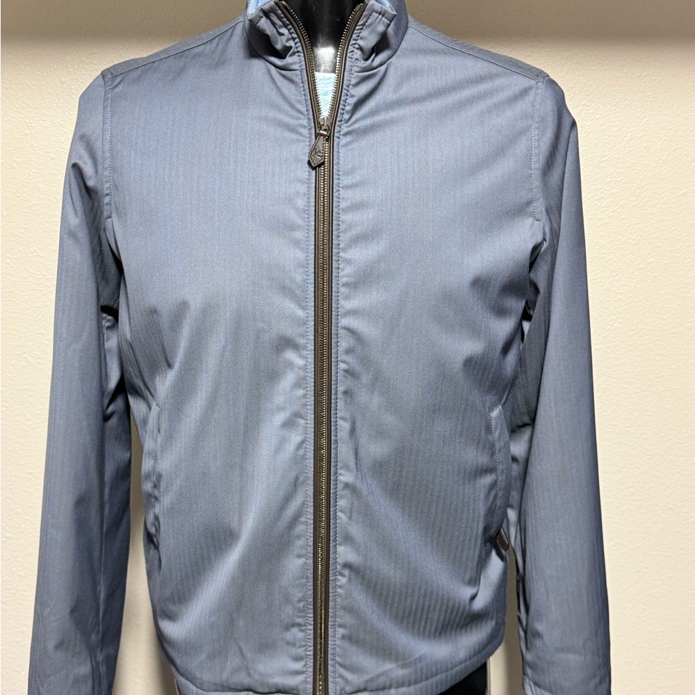 Isaia Slate Blue Lightweight Zip-Front Jacket